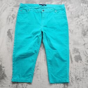 Denim 24/7 Jeans Womens 14W Blue Mid Rise Crop Capri Skinny Leg Stretch Casual